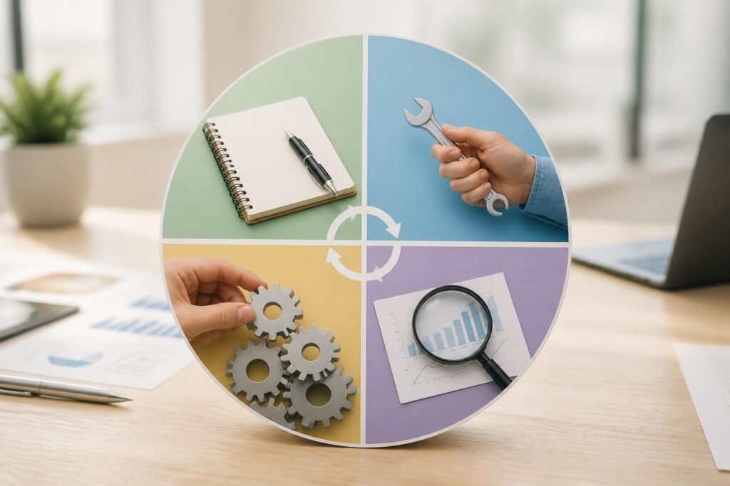 découvrez la roue de deming (pdca) expliquée simplement pour améliorer vos processus et garantir une gestion efficace de la qualité en quatre étapes faciles à comprendre.